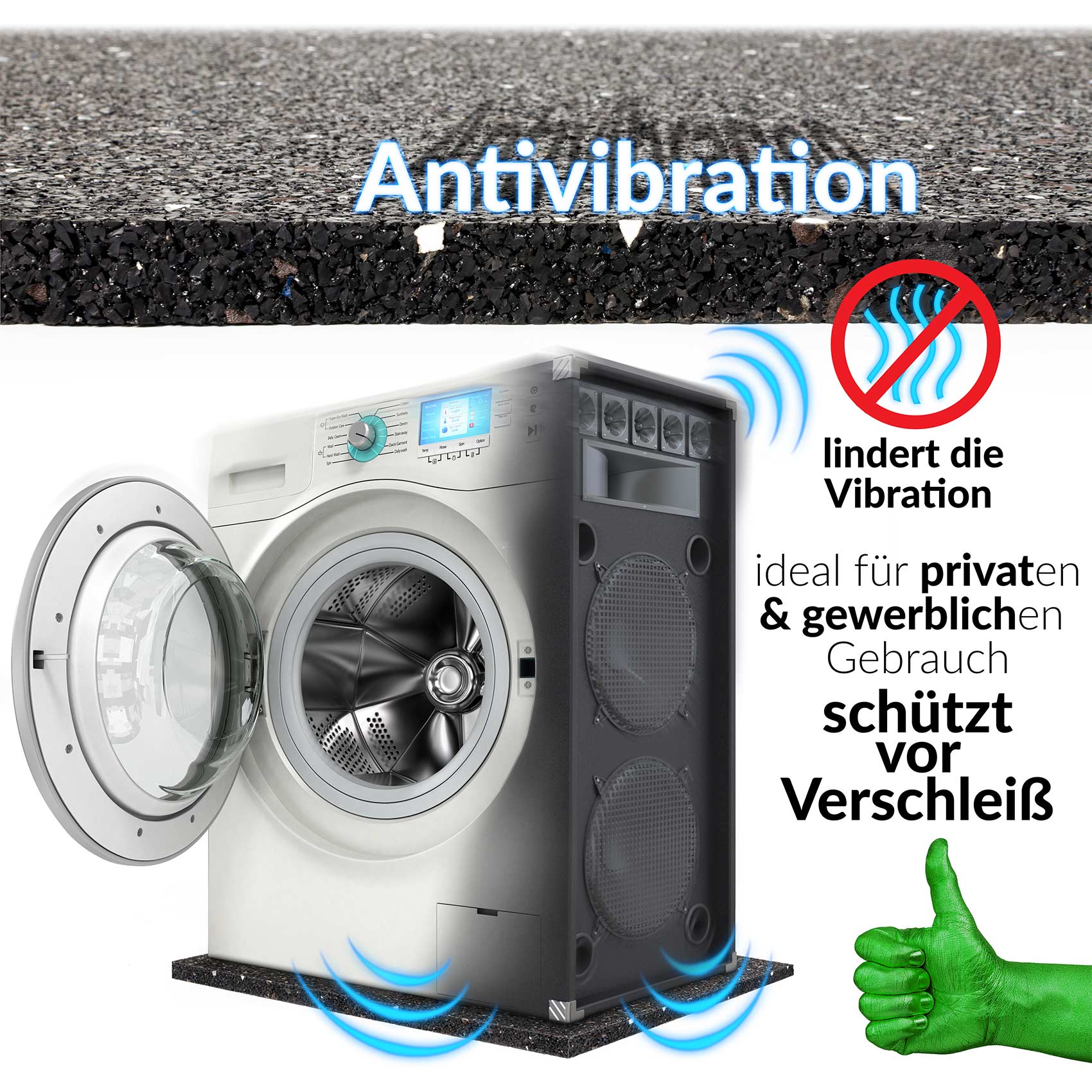 Böttcher-AG Antivibrationsmatte 125 x 100cm, aus Gummigranulat