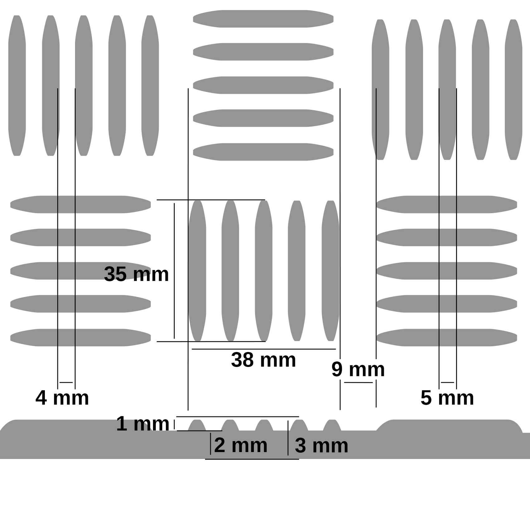 Gummiläufer Riffelblechoptik 100 cm breit (Meterware)